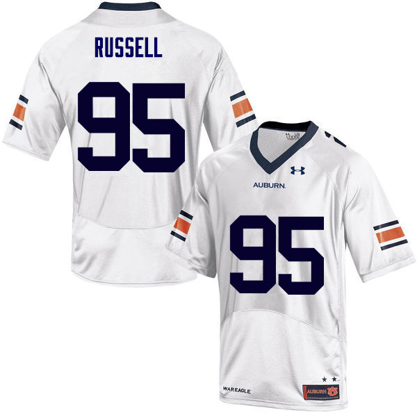 Auburn Tigers Men's Dontavius Russell #95 White Under Armour Stitched College NCAA Authentic Football Jersey ONM4374UH